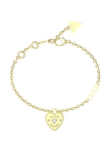 Ladies Large Heart Charm Crystals Bracelet UBB05057YGL