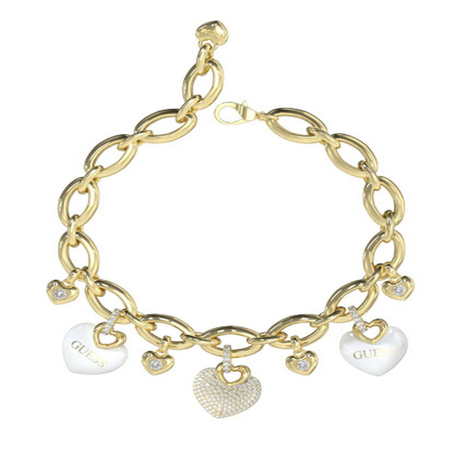 Ladies Large Hearts Enamel And Pave Bracelet UBB05204YGWHL