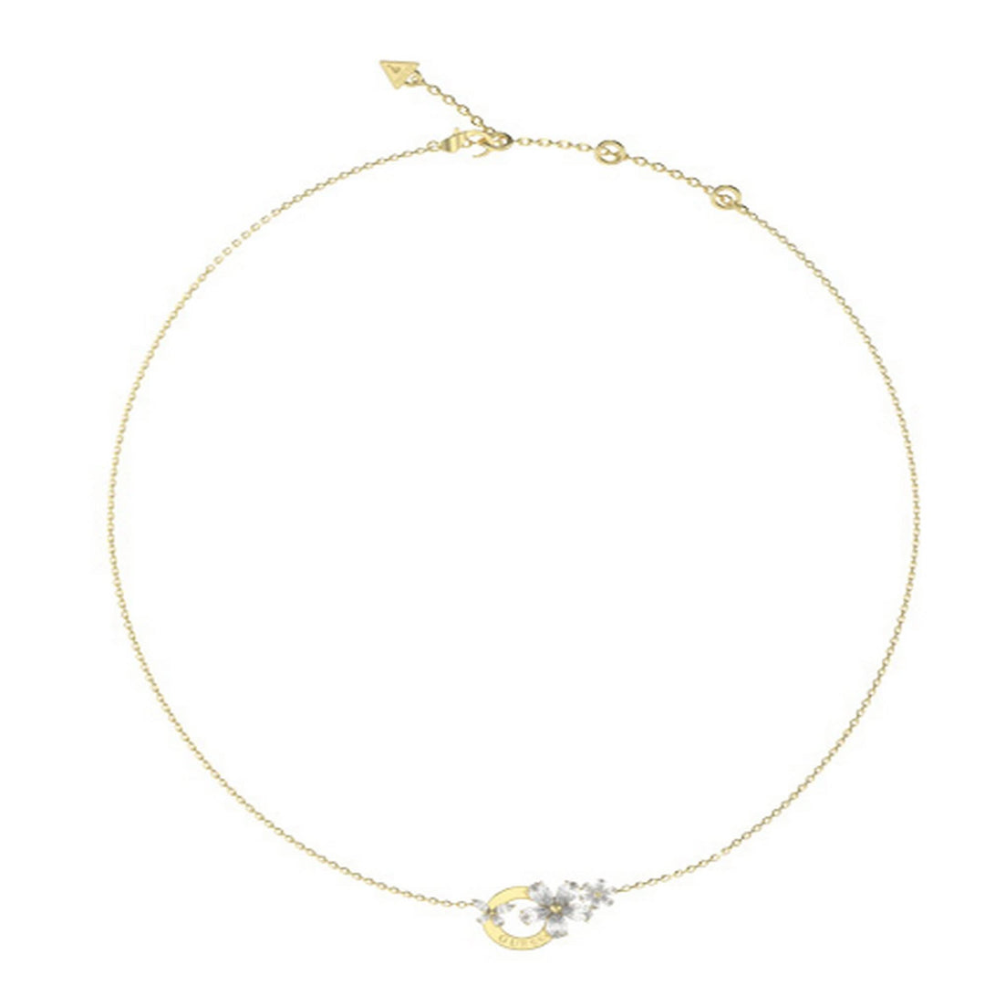 Ladies Lily Flower And Circle Necklace UBN05102YGGuess JewelleryUBN05102YG