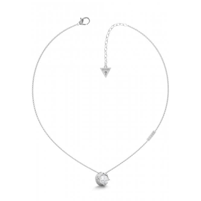 Ladies Rhodium Plated 15-17" Solitaire Moon Necklace UBN01190RH