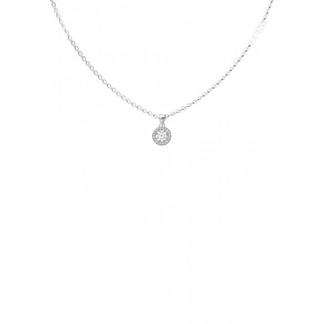 Ladies Rhodium Plated 16-18" Clear Crystal Charm Necklace UBN02245RH