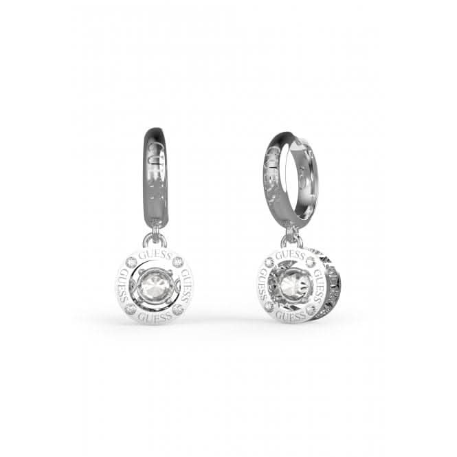 Ladies Rhodium Plated 24mm Crystals Drop Earrings UBE01463RH