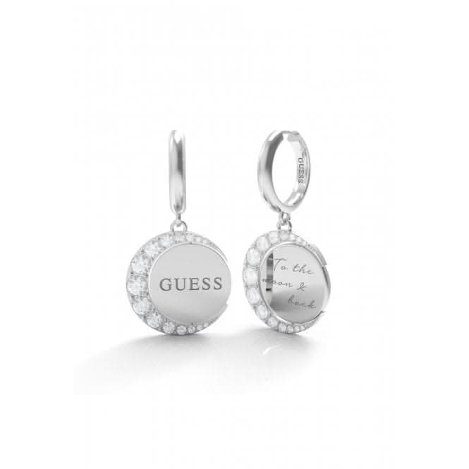 Ladies Rhodium Plated 30mm Huggies Turning Coin Earrings UBE01192RH