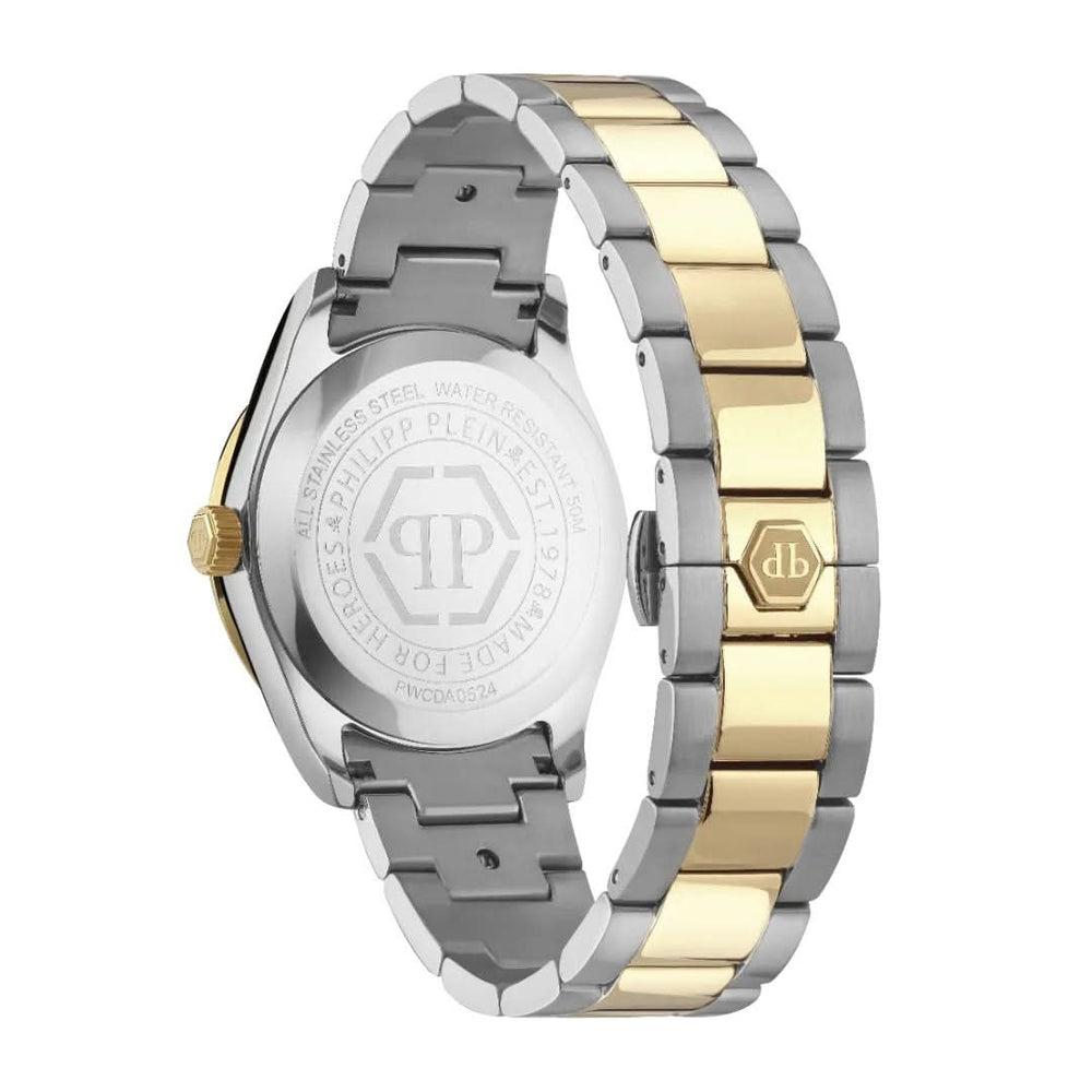 Philipp Plein Ladies Rock Couture Queen Silver Gold Watch PWCDA0524