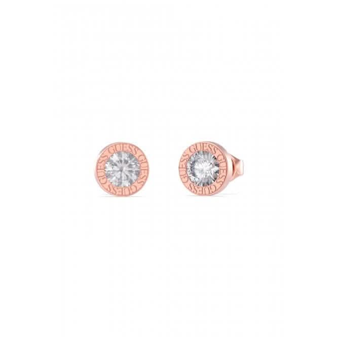 Ladies Rose Gold Plated 10mm Clear Crystal Stud Earrings UBE02244RG
