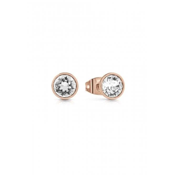Ladies Rose Gold Plated 8mm Clear Solitaire Crystal Stud Earrings UBE02159RGGuess JewelleryUBE02159RG