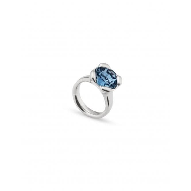 Ladies Sterling Silver Medium Rock N' Blue Faceted Crystal Ring ANI0789AZUMTL