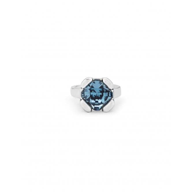 Ladies Sterling Silver Medium Rock N' Blue Faceted Crystal Ring ANI0789AZUMTL