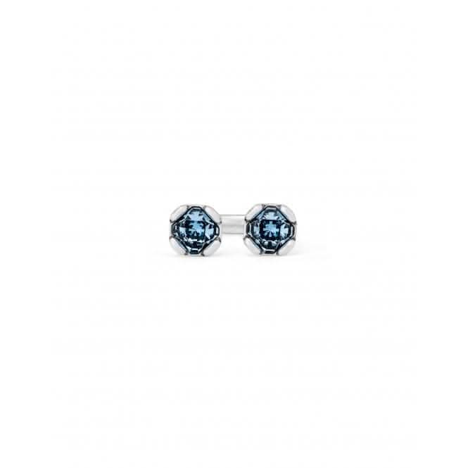 Ladies Sterling Silver Open Two Faceted Aura Blue Crystals Facing Ring ANI0790AZUMTL