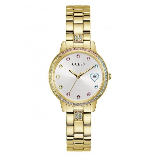 Guess Ladies Three Of Hearts Gold Tone Watch GW0657L2