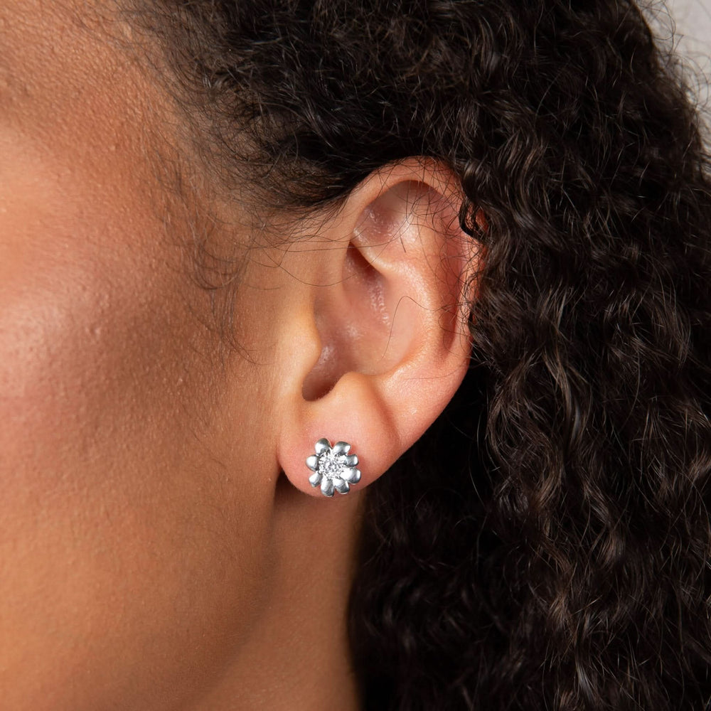 Laura Ashley Cosmos Silver Tone Flower Earrings E6522C
