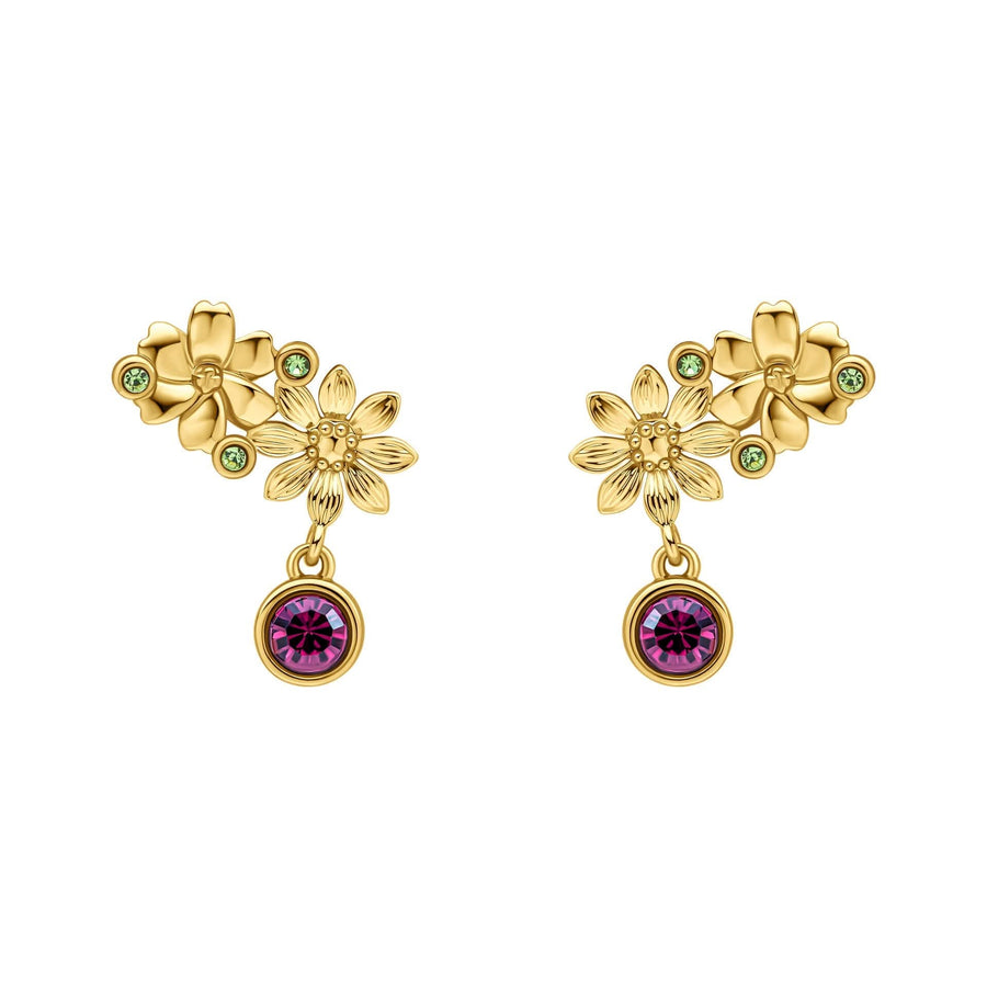 Laura Ashley Crosswell Gold Tone Purple Green Crystal Earrings E6510