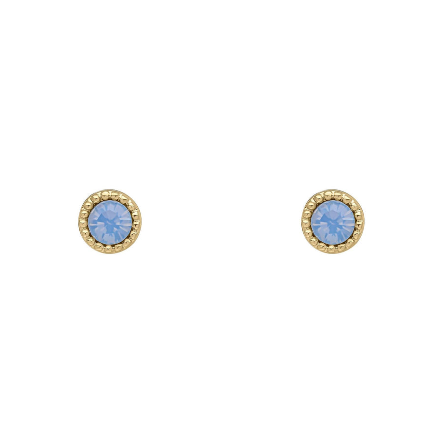 Laura Ashley Stippled Blue Crystal Gold Tone Stud Earrings E6517