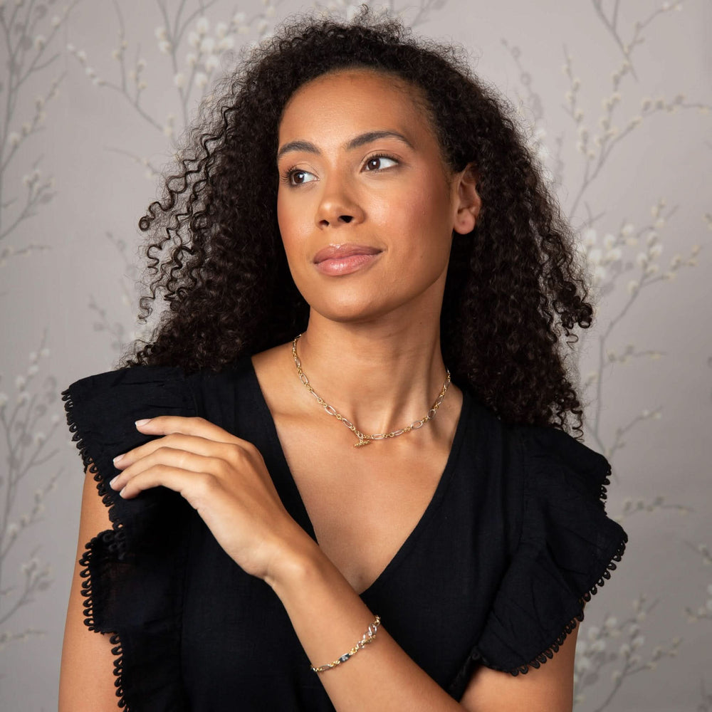 Laura Ashley Two Tone T-Bar Necklace N4640