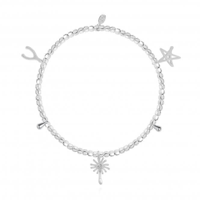 Lifes A Charm Make A Wish Silver Charm 17.5cm Stretch Bracelet 4259
