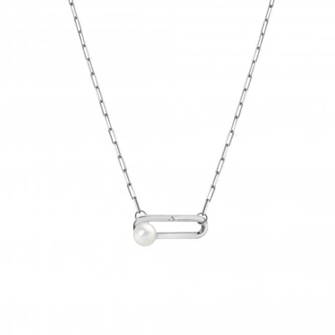 Linked Paperclip Pearl Necklace DN172
