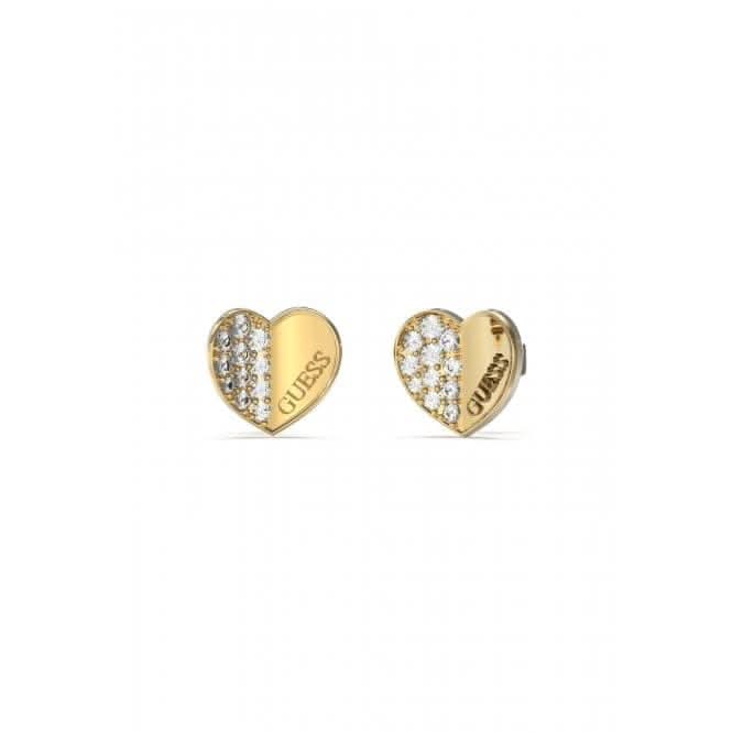 Lovely Guess 12mm Plain Pave Heart Gold Earrings UBE03038YGGuess JewelleryUBE03038YG