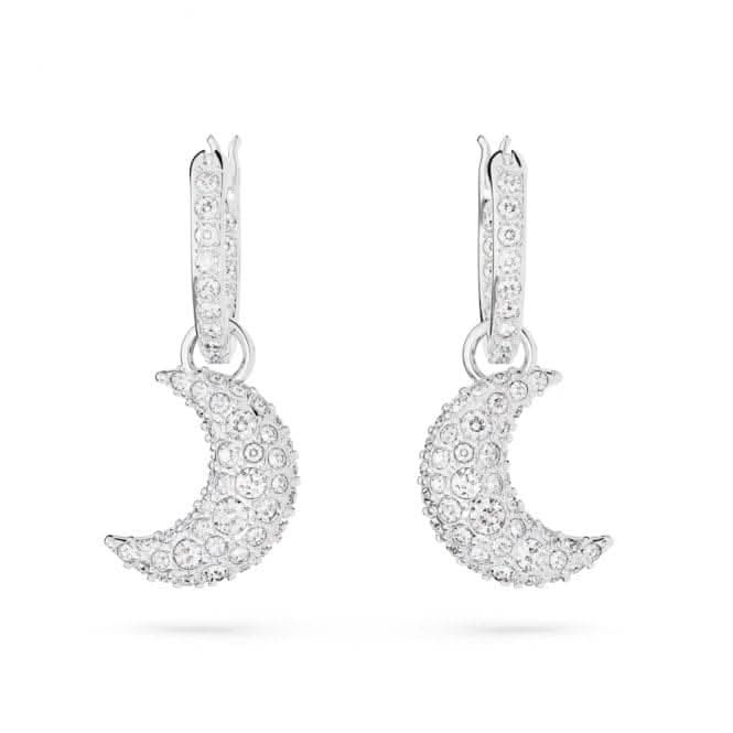 Luna White Rhodium Plated Moon Drop Earrings 5666157