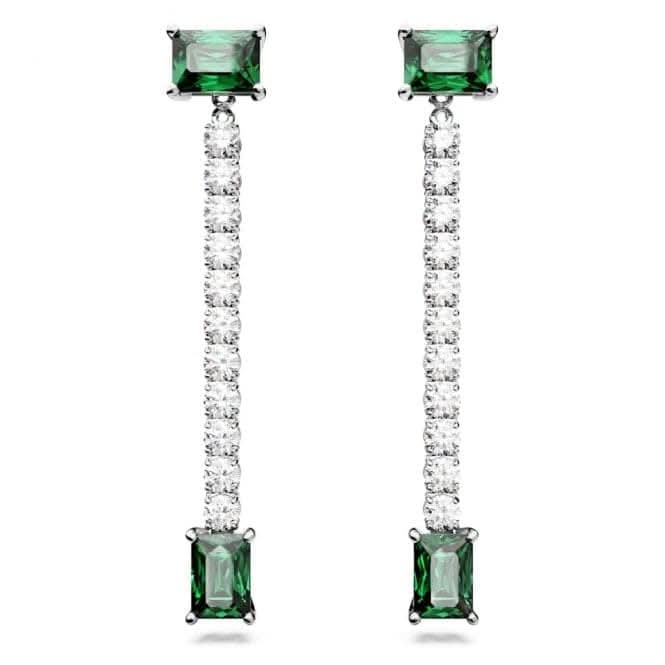 Matrix Mixed Cuts Green Rhodium Plated Drop Earrings 5665786
