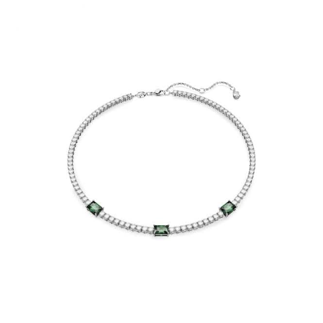 Matrix Mixed Cuts Green Rhodium Plated Tennis Necklace 5666168