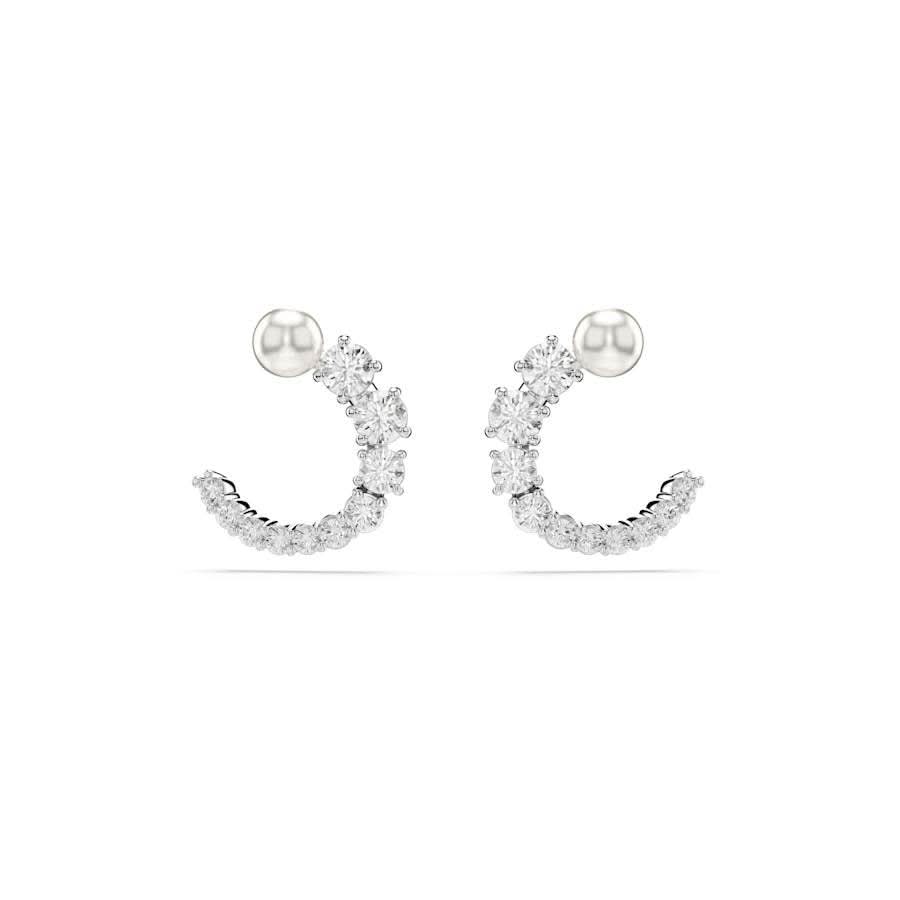 Matrix Rhodium Plated White Round Cut Hoop Earrings 5692260Swarovski5692260