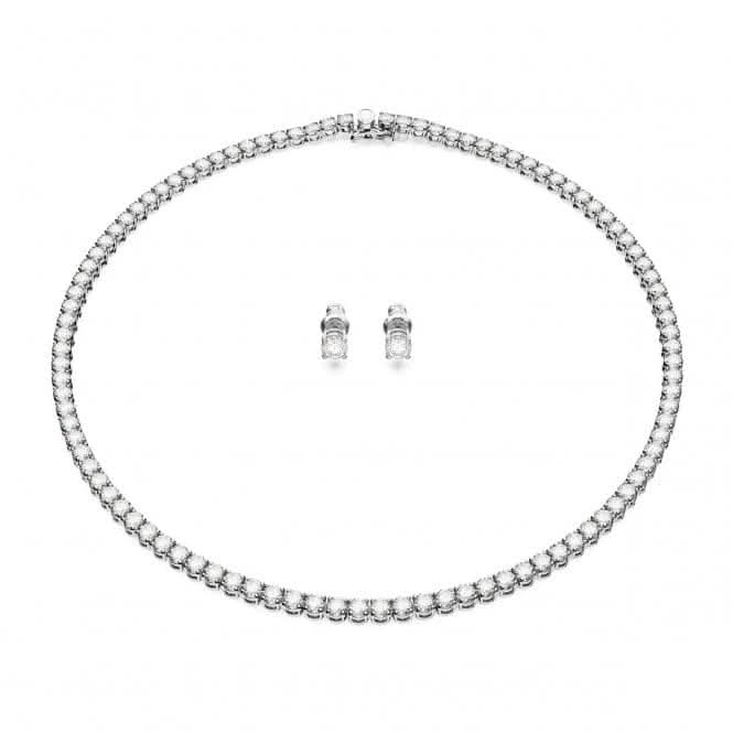 Matrix Rhodium Plated White Tennis Set 5647730