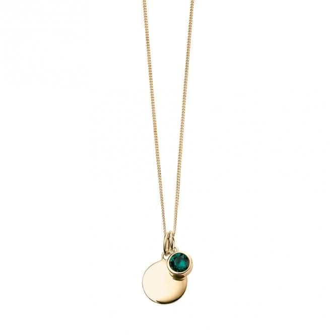 May Yellow Gold Plated Birthstone Engravable Disc Necklace P5012