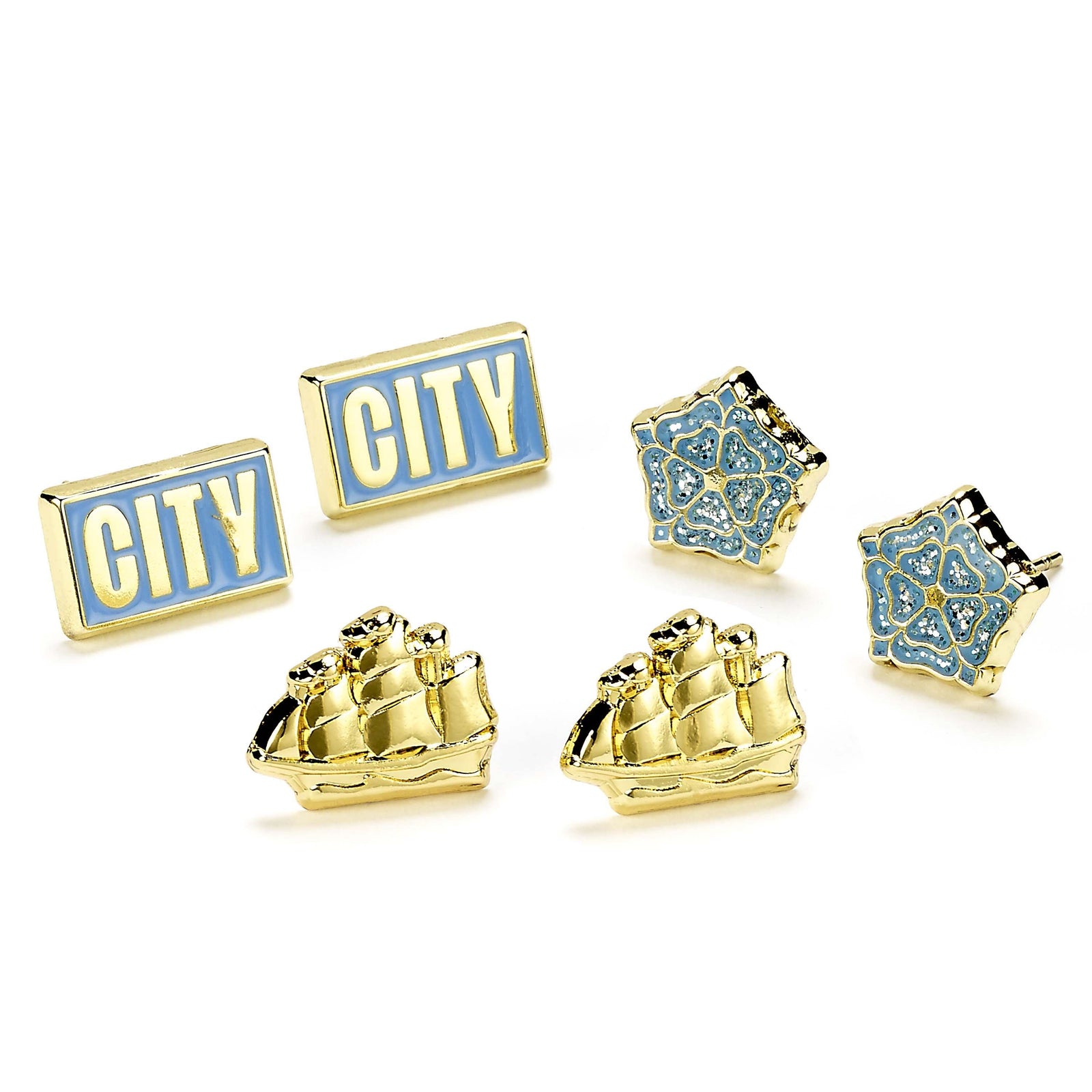 Manchester City Football Club Set of Three Stud Earrings MCESS001