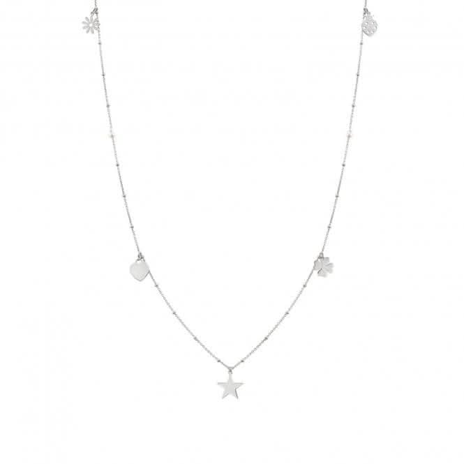 Melodie Pearls Silver Long White Pearls Silver Mixed Necklace 147712/038