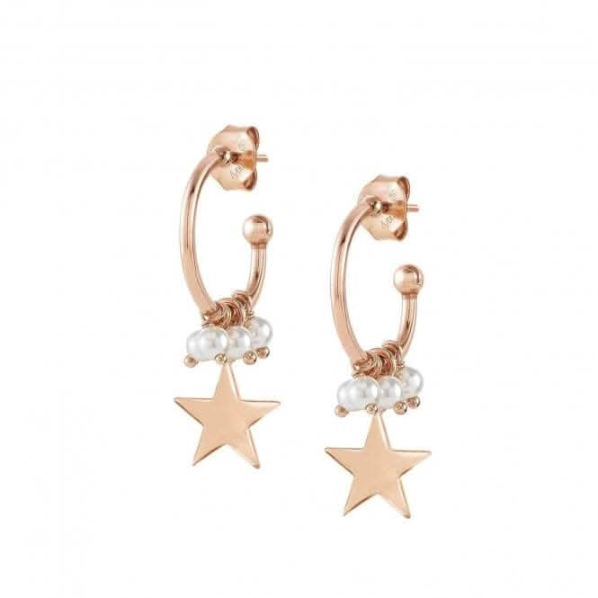 Melodie Pearls Silver White Pearls Rose Gold Star Earrings 147713/033