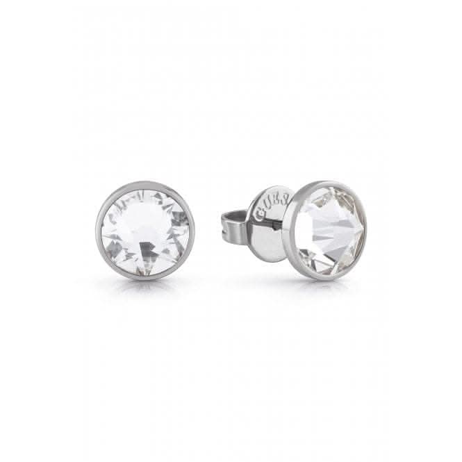 Mens Steel 8mm White Crystal Stud Earrings UME01343ST