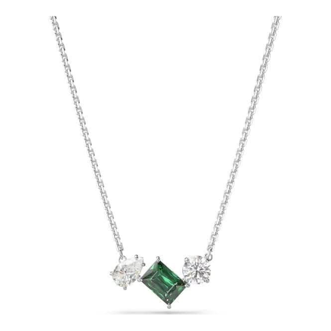 Mesmera Mixed Cuts Green Rhodium Plated Pendant 5668278