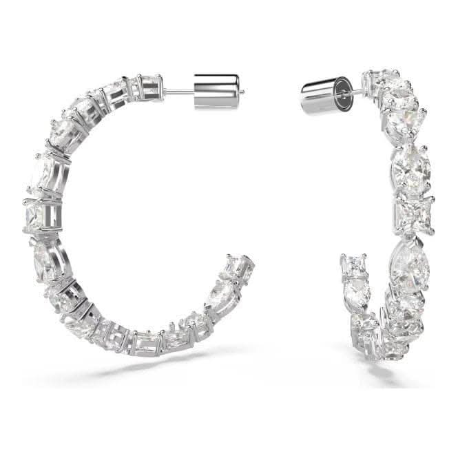 Mesmera Mixed Cuts White Rhodium Plated Hoop Earrings 5672834