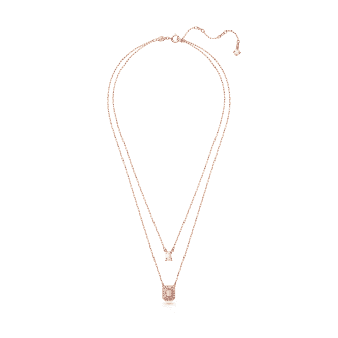 Millenia Layered Octagon Cut Purple Rose Gold-tone Plated Necklace 5640558