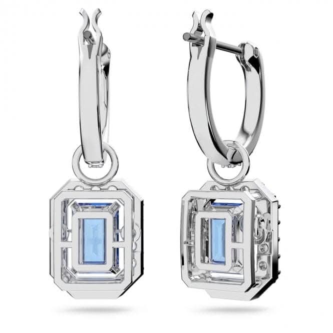 Millenia Octagon Cut Zirconia Blue Rhodium Plated Earrings 5619500