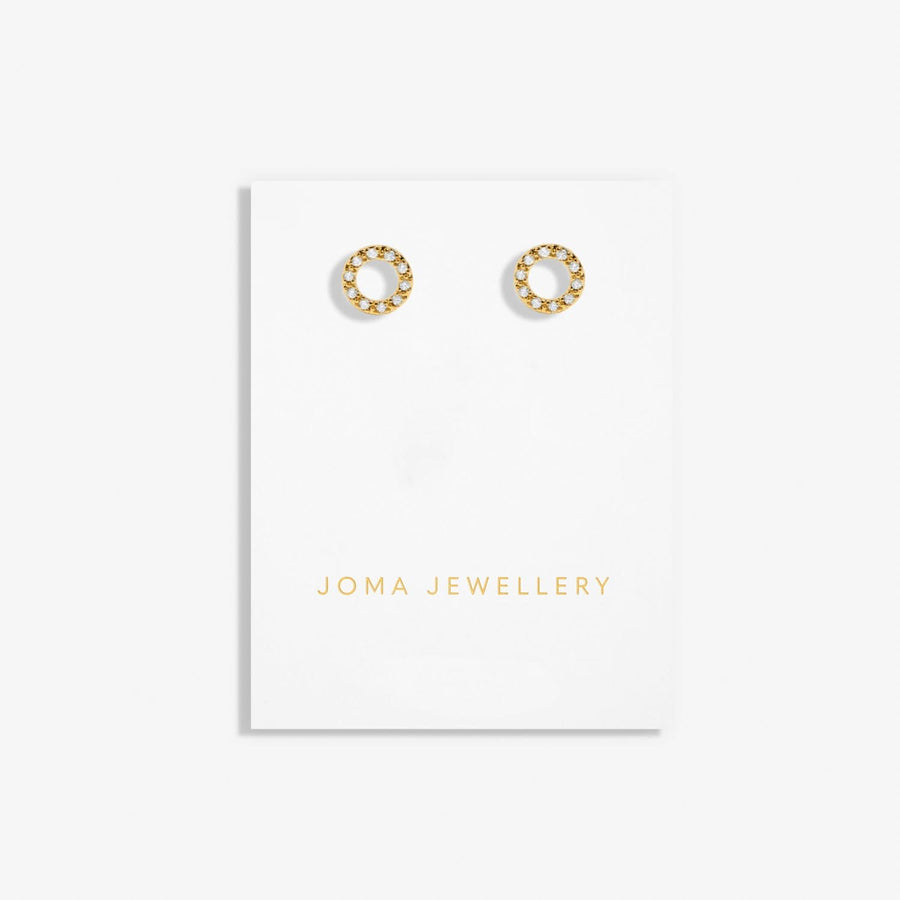 Mini Charms Pave Circle Gold Plated Earrings 7648