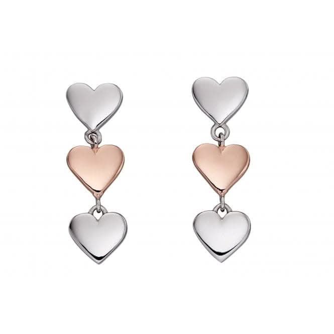 Fiorelli Silver Heart Mixed Metal Drop Earrings E5799