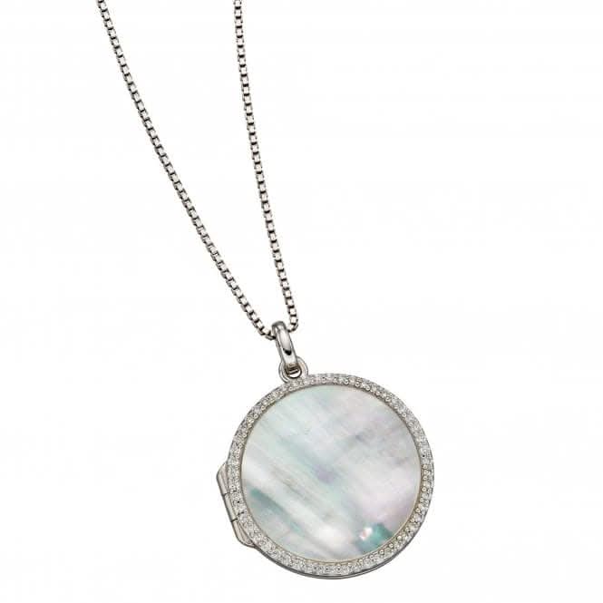 Fiorelli Silver Mother Of Pearl Pave Locket Pendant P4897W