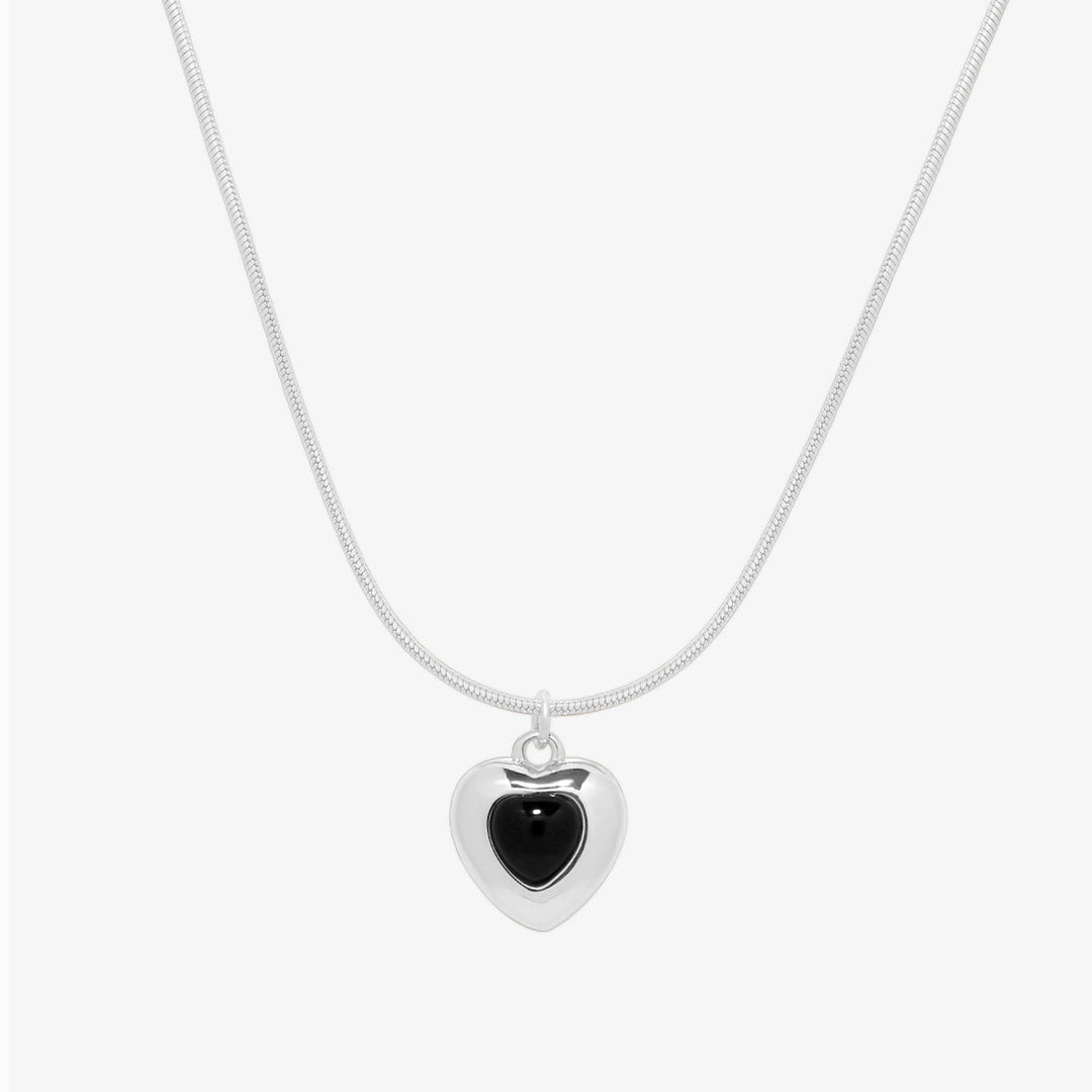 Snake bold heart necklace-0
