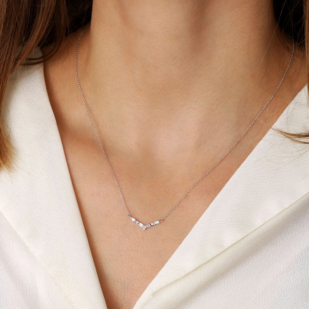 Nadia | 9ct White Gold 0.13ct tw Lab Grown Diamond Chevron Necklace