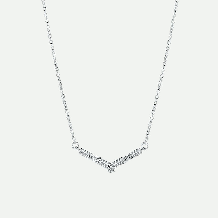 Nadia | 9ct White Gold 0.13ct tw Lab Grown Diamond Chevron Necklace