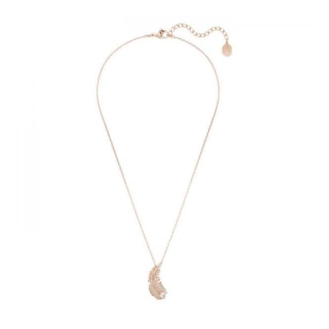 Nice White Rose Gold-tone Plated Feather Pendant 5663483