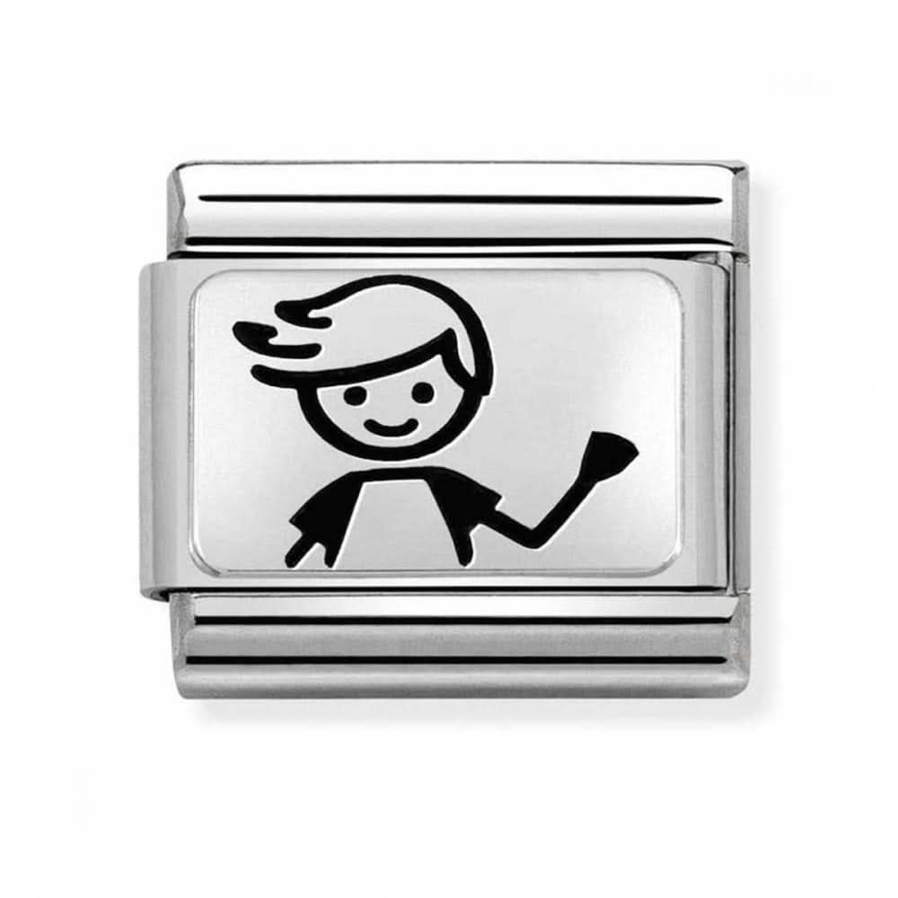 Classic Oxidised Plate Steel Silver Boy Link 330109/48