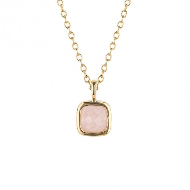 October Birthstone Rose Quartz Gold Plated Silver Necklace N4515