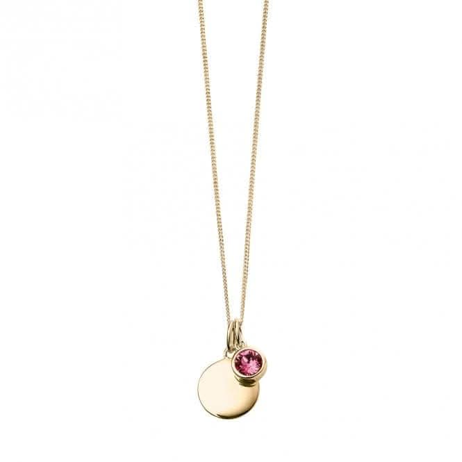 October Yellow Gold Plated Birthstone Engravable Disc Necklace P5017