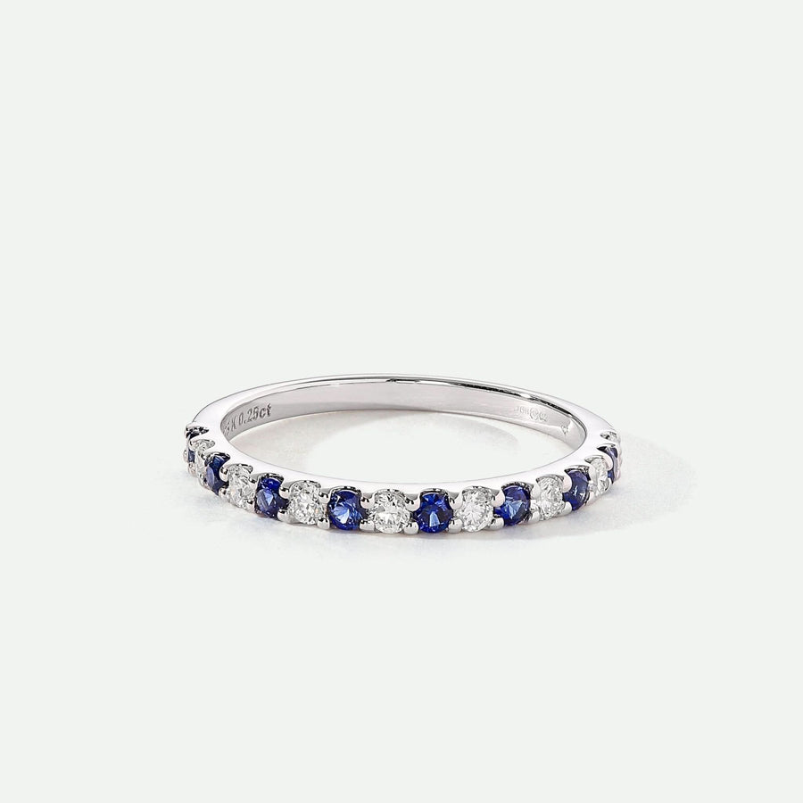 Odette | 9ct White Gold 0.25ct (tw) Lab Grown Diamond and Created Sapphire Eternity Ring