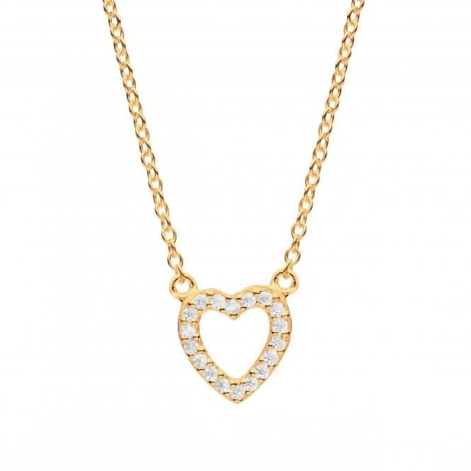 Open Heart Zirconia Gold Plated 17" Necklace 9543GCZ