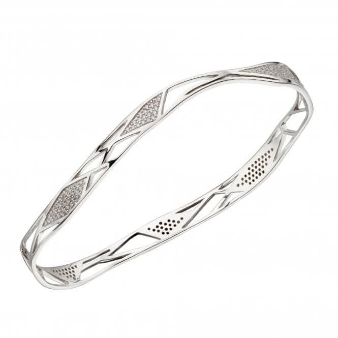 Fiorelli Silver Organic Cage Cubic Zirconia Bangle B5251C