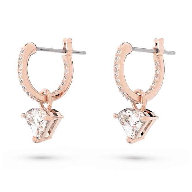 Ortyx Drop Triangle Cut White Rose Gold-tone Plated Earrings 5643738