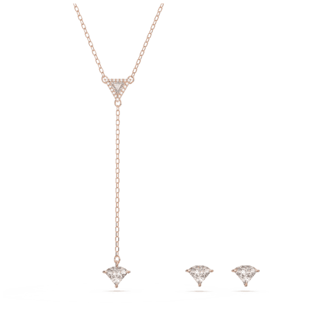 Ortyx Triangle Cut White Rose Gold-tone Plated Set 5643730